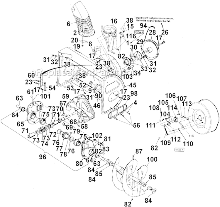 Page A Diagram and Parts List for 31AE993I401 1999 Yard Man Snow Blower